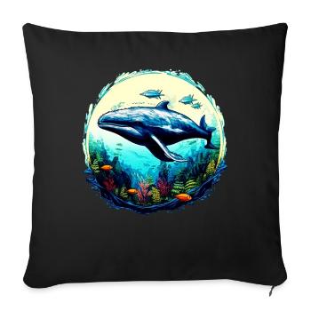 Blue Whale - Sofa pillowcase 17,3'' x 17,3'' (45 x 45 cm) - black - Front