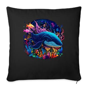 Blue Whale - Sofa pillowcase 17,3'' x 17,3'' (45 x 45 cm) - black - Front