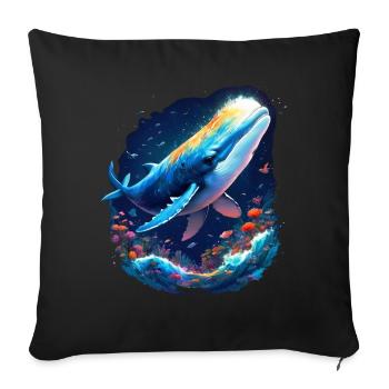Blue Whale - Sofa pillowcase 17,3'' x 17,3'' (45 x 45 cm) - black - Front
