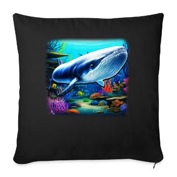 Blue Whale - Sofa pillowcase 17,3'' x 17,3'' (45 x 45 cm) - black - Front