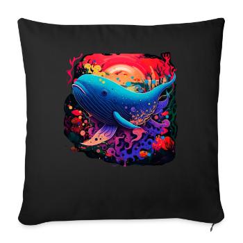 Blue Whale - Sofa pillowcase 17,3'' x 17,3'' (45 x 45 cm) - black - Front