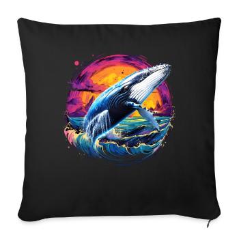 Blue Whale - Sofa pillowcase 17,3'' x 17,3'' (45 x 45 cm) - black - Front