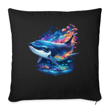 Blue Whale - Sofa pillowcase 17,3'' x 17,3'' (45 x 45 cm) - black - Front