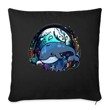 Blue Whale - Sofa pillowcase 17,3'' x 17,3'' (45 x 45 cm) - black - Front