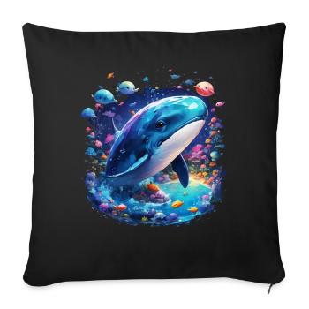 Blue Whale - Sofa pillowcase 17,3'' x 17,3'' (45 x 45 cm) - black - Front