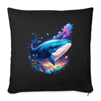 Blue Whale - Sofa pillowcase 17,3'' x 17,3'' (45 x 45 cm) - black - Front