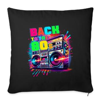 Retour aux années 80 Costume de fête sur le thème des années 80 - Housse de coussin décorative 45 x 45 cm - noir - Devant