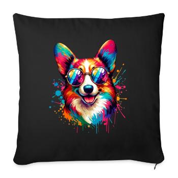 Drôle Pop Art Corgi chien amant de chien - Housse de coussin décorative 45 x 45 cm - noir - Devant