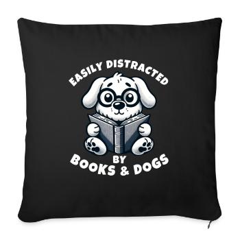 Children are easily seduced by books and dogs - Sofa pillowcase 17,3'' x 17,3'' (45 x 45 cm) - black - Front