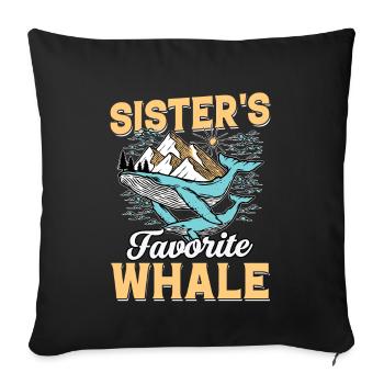 La baleine préférée de la sœur - Housse de coussin décorative 45 x 45 cm - noir - Devant
