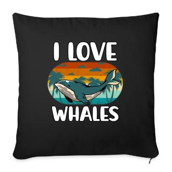 J’adore les baleines - Housse de coussin décorative 45 x 45 cm - noir - Devant