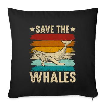 Sauvons les baleines - Housse de coussin décorative 45 x 45 cm - noir - Devant