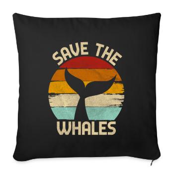 Sauvons les baleines - Housse de coussin décorative 45 x 45 cm - noir - Devant
