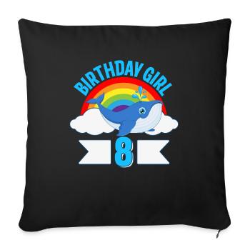 Birthday Girl 8 Blue Whale - Sofa pillowcase 17,3'' x 17,3'' (45 x 45 cm) - black - Front