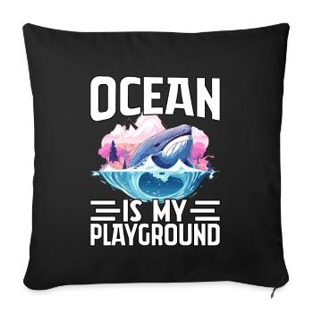 Ocean is my playground - Sofa pillowcase 17,3'' x 17,3'' (45 x 45 cm) - black - Front