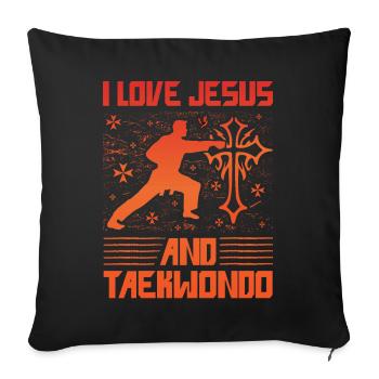 I love Jesus and Taekwondo - Sofa pillowcase 17,3'' x 17,3'' (45 x 45 cm) - black - Front