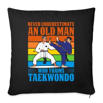 Ne sous-estimez jamais un vieil homme qui s’entraîne - Housse de coussin décorative 45 x 45 cm - noir - Devant