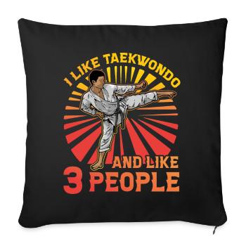 J’aime le taekwondo et j’aime 3 personnes - Housse de coussin décorative 45 x 45 cm - noir - Devant