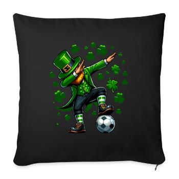 Fête irlandaise de la Saint-Patrick Football vert - Housse de coussin décorative 45 x 45 cm - noir - Devant