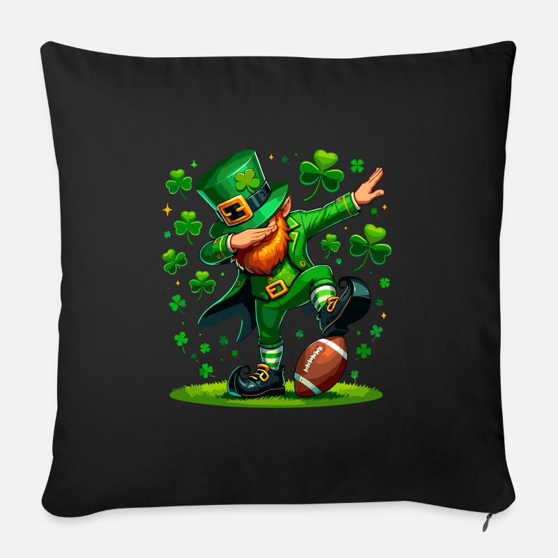 St Patricks Day Irish Party Grün Dabbing Kobold - Sofakissenbezug 45 x 45 cm - Schwarz