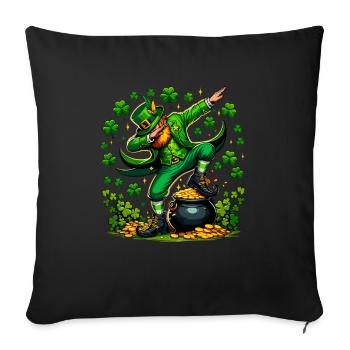 St Patrick's Day Irish Party Green Dabbing Leprechaun - Sofa pillowcase 17,3'' x 17,3'' (45 x 45 cm) - black - Front