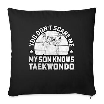 tu ne me fais pas peur mon fils connaît le taekwondo - Housse de coussin décorative 45 x 45 cm - noir - Devant