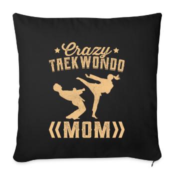 Maman folle de taekwondo - Housse de coussin décorative 45 x 45 cm - noir - Devant