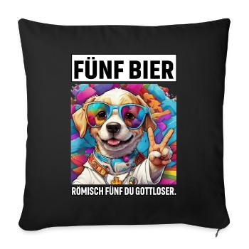 Drôle de chien cinq bière romaine cinq vous impie - Housse de coussin décorative 45 x 45 cm - noir - Devant