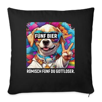 Cinq bières romaine cinq vous impie joyeux chien - Housse de coussin décorative 45 x 45 cm - noir - Devant