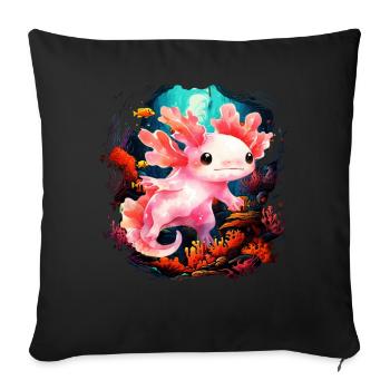 Axolotl - Sofa pillowcase 17,3'' x 17,3'' (45 x 45 cm) - black - Front