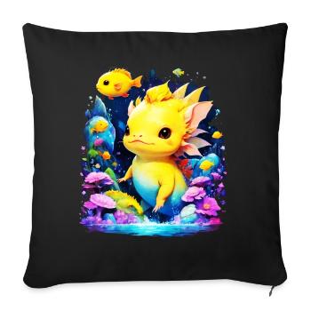 Axolotl - Sofa pillowcase 17,3'' x 17,3'' (45 x 45 cm) - black - Front