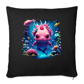axolotl - Housse de coussin décorative 45 x 45 cm - noir - Devant