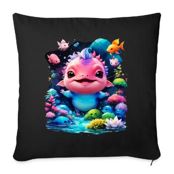 axolotl - Housse de coussin décorative 45 x 45 cm - noir - Devant