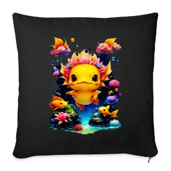axolotl - Housse de coussin décorative 45 x 45 cm - noir - Devant