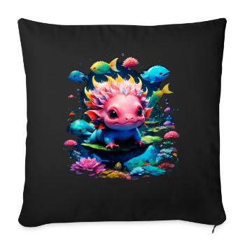 Axolotl - Sofa pillowcase 17,3'' x 17,3'' (45 x 45 cm) - black - Front