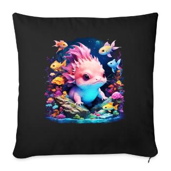 axolotl - Housse de coussin décorative 45 x 45 cm - noir - Devant