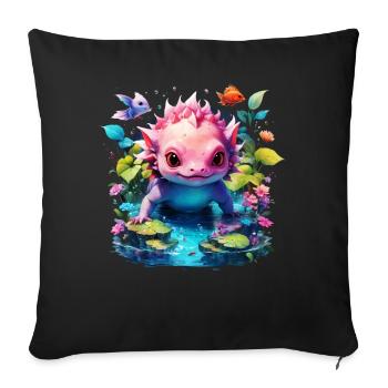 axolotl - Housse de coussin décorative 45 x 45 cm - noir - Devant