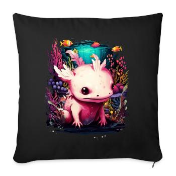 Axolotl - Sofa pillowcase 17,3'' x 17,3'' (45 x 45 cm) - black - Front