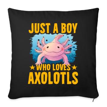 Nur ein Junge, der Axolotl liebt - Sofakissenbezug 45 x 45 cm - Schwarz - Vorne