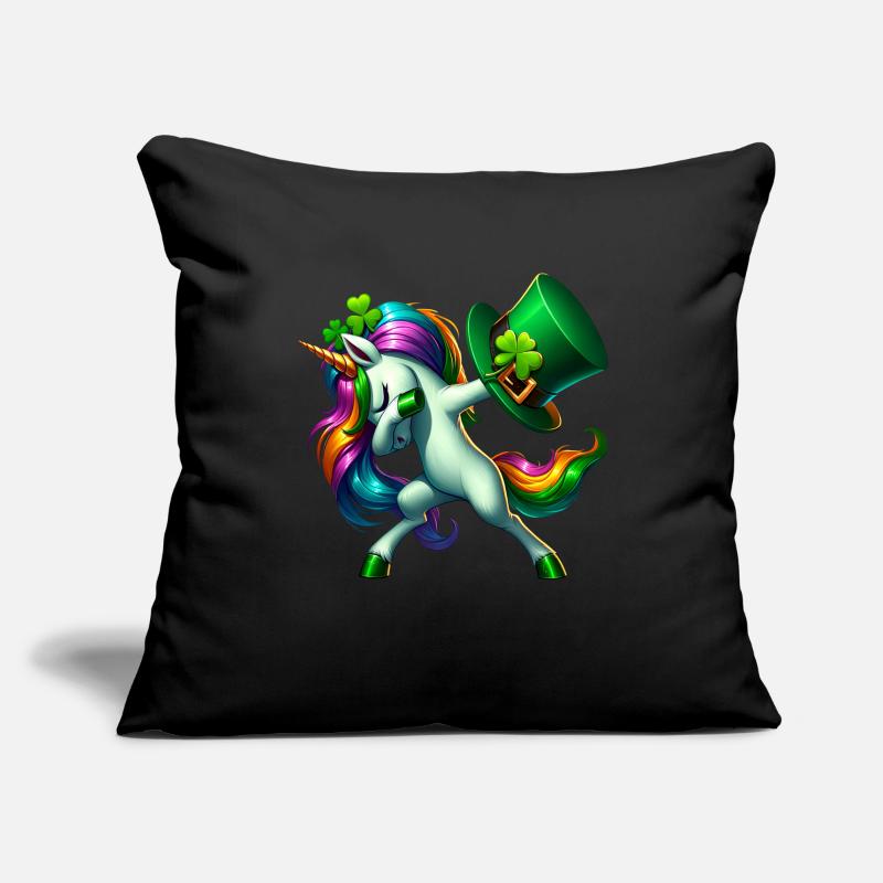 Licorne irlandaise trèfle vert de la Saint-Patrick Housse de coussin décorative 45 x 45 cm