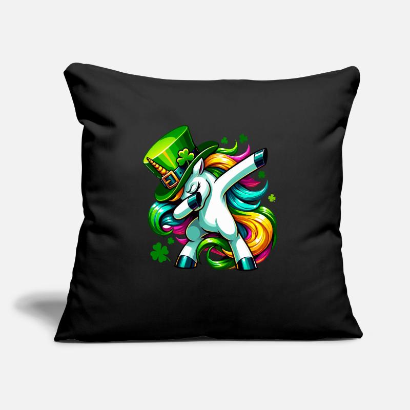 Licorne irlandaise trèfle vert de la Saint-Patrick Housse de coussin décorative 45 x 45 cm