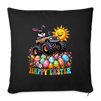 Monster Truck Boys Panier de Pâques lapin de Pâques Merry - Housse de coussin décorative 45 x 45 cm - noir - Devant
