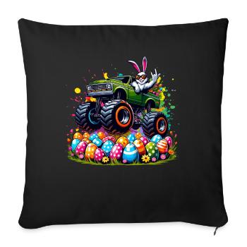 Monster Truck Boys Panier de Pâques lapin de Pâques Merry - Housse de coussin décorative 45 x 45 cm - noir - Devant