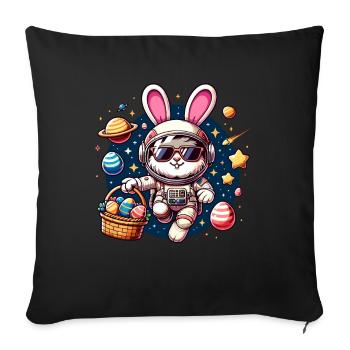 Lapin de Pâques Astronaute Garçons Filles Panier De Pâques - Housse de coussin décorative 45 x 45 cm - noir - Devant