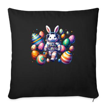 Lapin de Pâques Astronaute Garçons Filles Panier De Pâques - Housse de coussin décorative 45 x 45 cm - noir - Devant