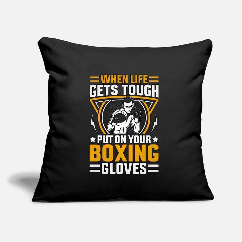 Quand la vie devient difficile, enfilez vos gants de boxe Housse de coussin décorative 45 x 45 cm