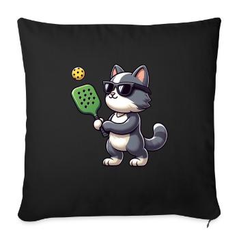 Pickleball Player Cat Lovers Funny - Sofa pillowcase 17,3'' x 17,3'' (45 x 45 cm) - black - Front