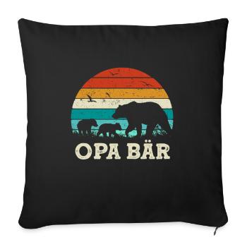 Cadeau de grand-père ours, anniversaire de fête des pères - Housse de coussin décorative 45 x 45 cm - noir - Devant