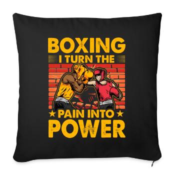Boxe : Je transforme la douleur en puissance - Housse de coussin décorative 45 x 45 cm - noir - Devant