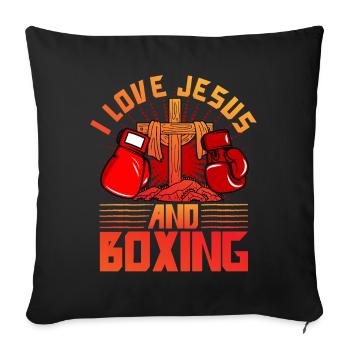 Ich liebe Jesus und Boxen - Sofakissenbezug 45 x 45 cm - Schwarz - Vorne